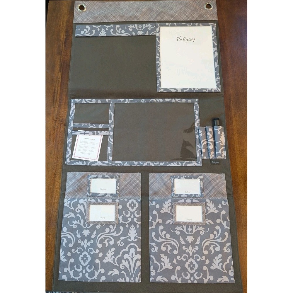 Thirty-One Hang Up Home Organizer in Say It Taupe Scroll Wall Organizer 22"x41"